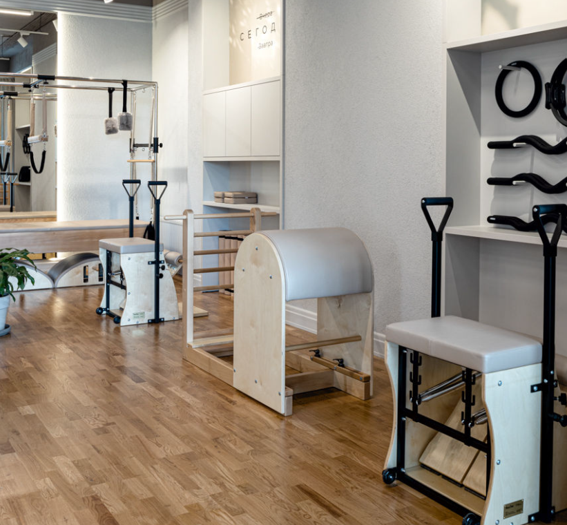Coaching team in boutique fitness studio